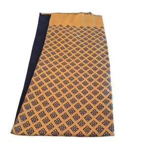 Italian Navy & Gold Silk, Cashmere & Wool Imported Reversible Scarf